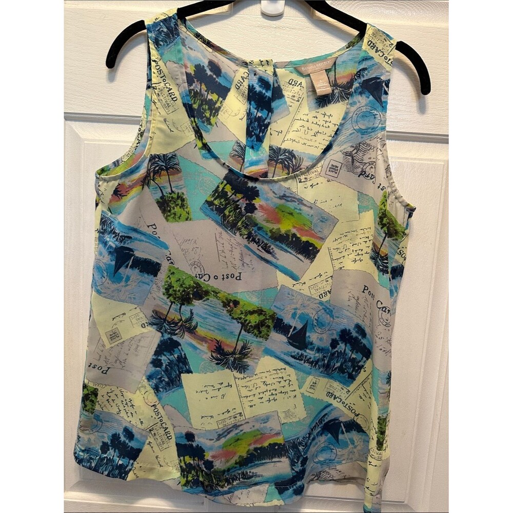 Banana Republic Postcard-Print Tank Top in Aqua, Blue and Cream